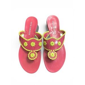 Jack Rogers Georgica Jelly Sandals Pink Lime Green Womens Size 8 Whipstitch